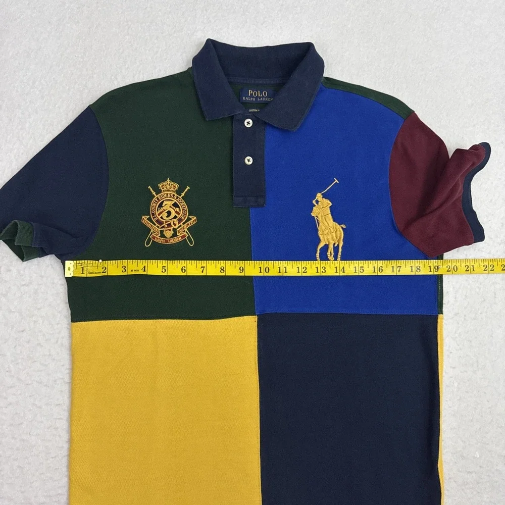 Polo Ralph Lauren Polo Shirt Men's M Multicolor Big Pony Crest Custom Slim Fit